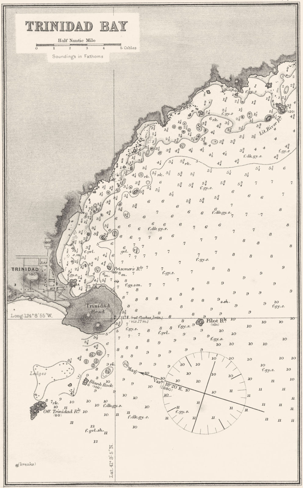 CALIFORNIA. Sea chart of Trinidad Bay 1881 old antique vintage map plan